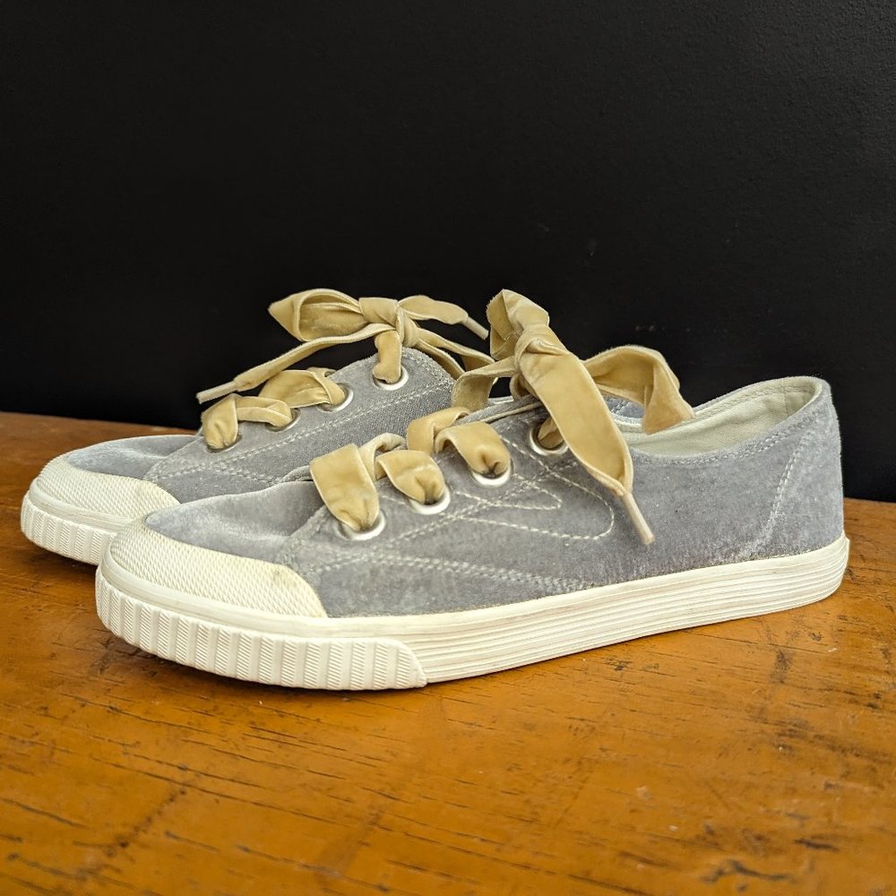 TRETORN silver velvet sneakers